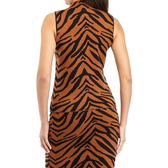 Medium super soft sleeveless animal print mock turtleneck sweater size Medium - Picture 2 of 12